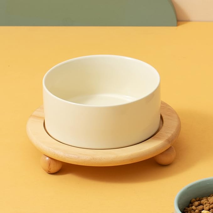 Havniva Raised Cat Water Bowl 5.1” Elevated Ceramic Cat Food and Water Bowl Whisker Friendly Pet Water Bowls for Indoor Cats, Wide Kitten Dish Relieve Whisker Fatigue Non Slip Cat Feeder