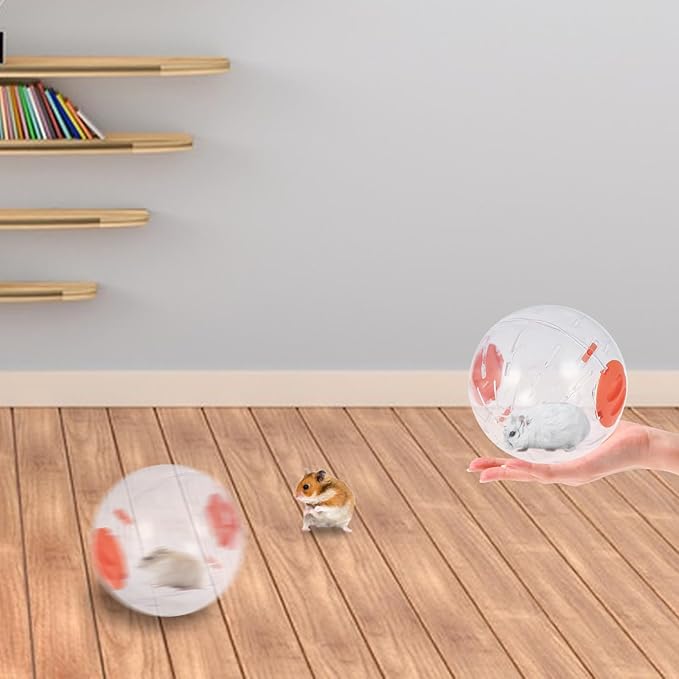 Andiker Hamster Ball, 5.52in Transparent Hamster Running Ball with Breathable Holes Easy to Install Hamster Exercise Ball for Small Animals to Keep Fit or Do More Sports Hamster Wheels (Orange)