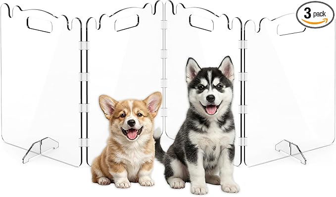 Acrylic Dog Gate, 31in Tall Freestanding Clear Pet Gate for Doorways, Transparent Clear Dog Gate Indoor for Large Openings & Stairs, Foldable Pet Gate for Dogs (4 Panel - 80'' W x 31'' H)