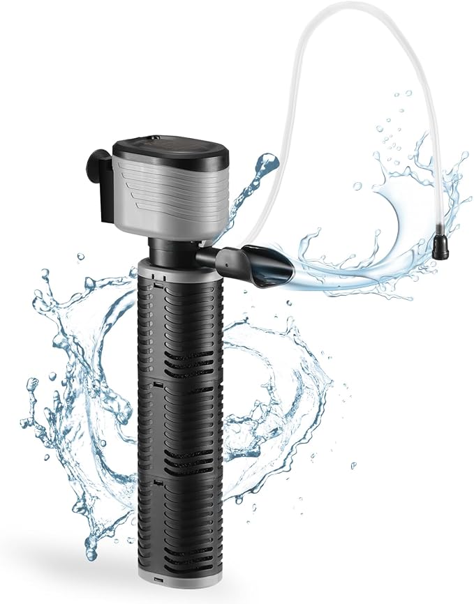 SainSmart XpertMatic 45W Aquarium Filter, Submersible Fish Tank Filter | Water Pump for Up to 220 Gallon Fish Tank, 3 Stages 792 GPH Biochemical Sponge Filter, for Aquarium Filtration/Oxygenation