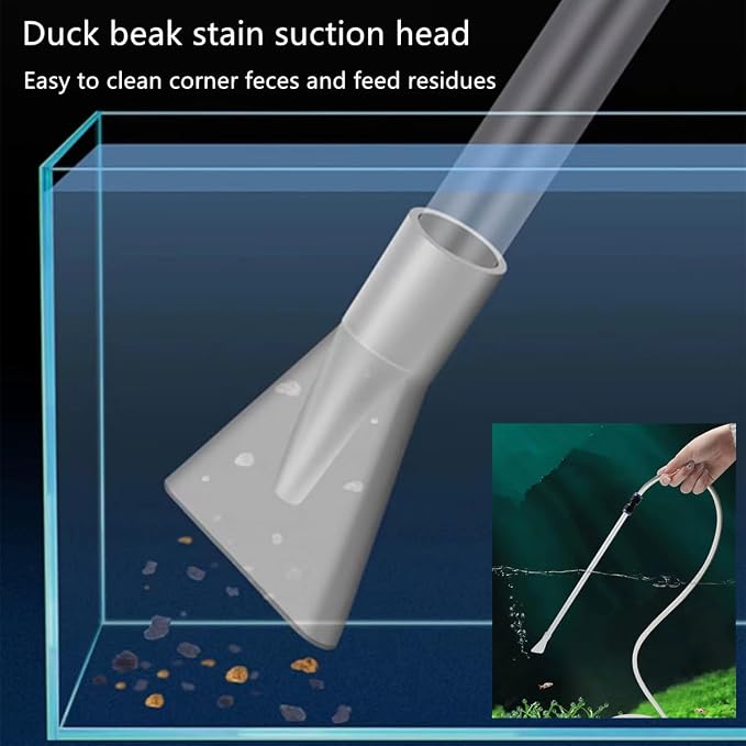 Fish Tank Cleaner and Aquarium Water Changer Siphon with a Thinner Water Tubing，Gravel Vacuum for Aquarium Kit，Perfect for Cleaning Small Fish Tank (Extrusion Type)