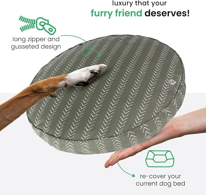 Molly Mutt Forever Young Dog Bed Duvet Cover, GOTS-Certified 100% Organic Cotton Canvas Cover for Dog, Puppy, or Cat Bed, Durable, Washable, and Free of Harmful Chemicals, Round, 36"x5"