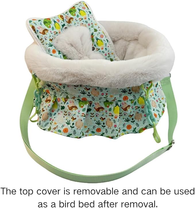 2 in 1 Warm Bird Carrier Bag, Bird Hammock Bed for Cage, Winter Travel Bag, Portable Parrot Outing Bag for Lovebird, Budgie, Conure, Quaker, Small Medium Birds (Blue,Large)