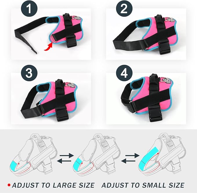 Bolux Dog Harness, No-Pull Reflective Dog Vest, Breathable Adjustable Pet Harness with Handle for Outdoor Walking - No More Pulling, Tugging or Choking X-Large (Pack of 1) RoseTurquoise