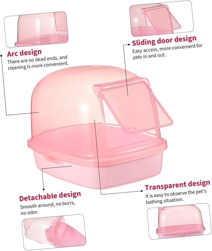 Garneck Chinchilla Sand Bath House for Hamsters Squirrels and Hedgehogs Plastic Hamster Bathroom and Dust Bath Container Reusable Sand Bath Tub for Animals
