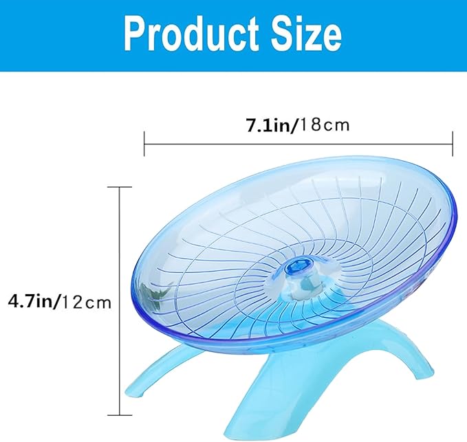 Hamster Flying Saucer Silent Running Wheel, 7 Inch, Suitable for Guinea Pigs, Hamsters, Hedgehogs and Other Small Animals to Ensure Safe Exercise(Blue)
