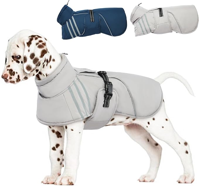 Warm Reflective Adjustable Dog Coat, Furry Turtleneck Winter Fleece Vest, Waterproof Windproof Cold Weather Jacket With Buckle for Puppy Small Medium Large Dogs