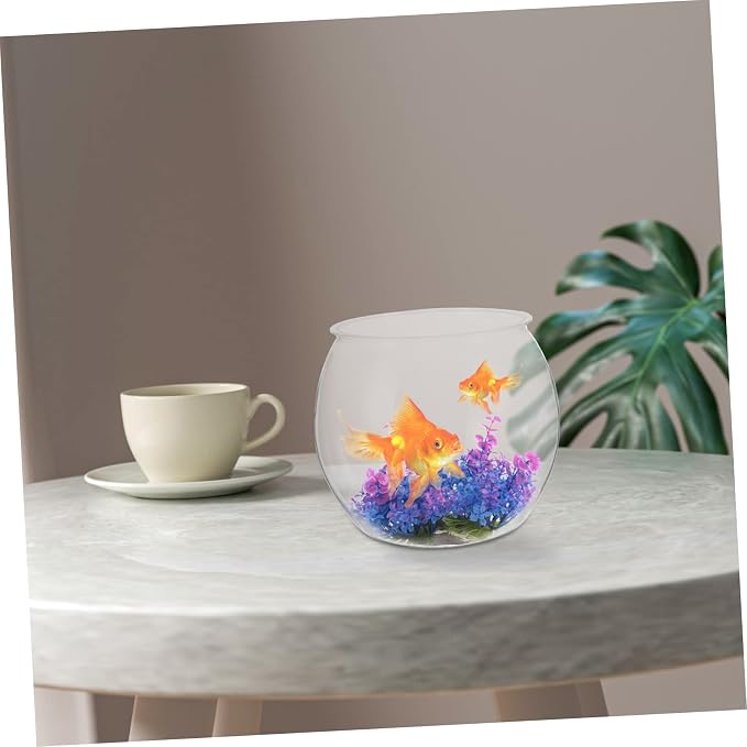 Transparent Fish Tank Clear Plastic Fish Bowl for Goldfish Turtle Desktop Aquarium Tabletop Tank Micro Landscape Container Decorative for Home Office Living Room 7.87 X 7.87 X 6.69 in
