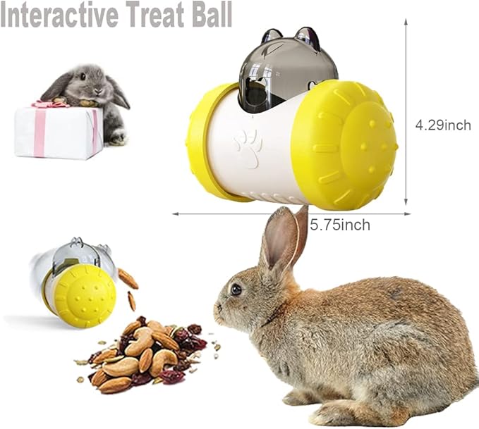 Rabbit Interactive Treat Ball, Guine Pig Interactive Toy and Meal Dispenser, Helps Regulate Pet Gastrointestinal Problems, Improve Digestion and Fight Obesity, Can Use with Food or Treats