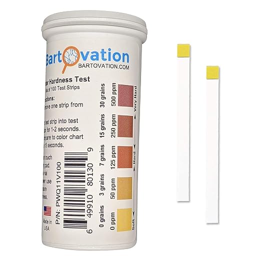 Total Water Hardness Test Strips, 0-500 ppm, 100-Pack | Made in USA, in Moisture Wicking Bottle, for Water Quality Testing