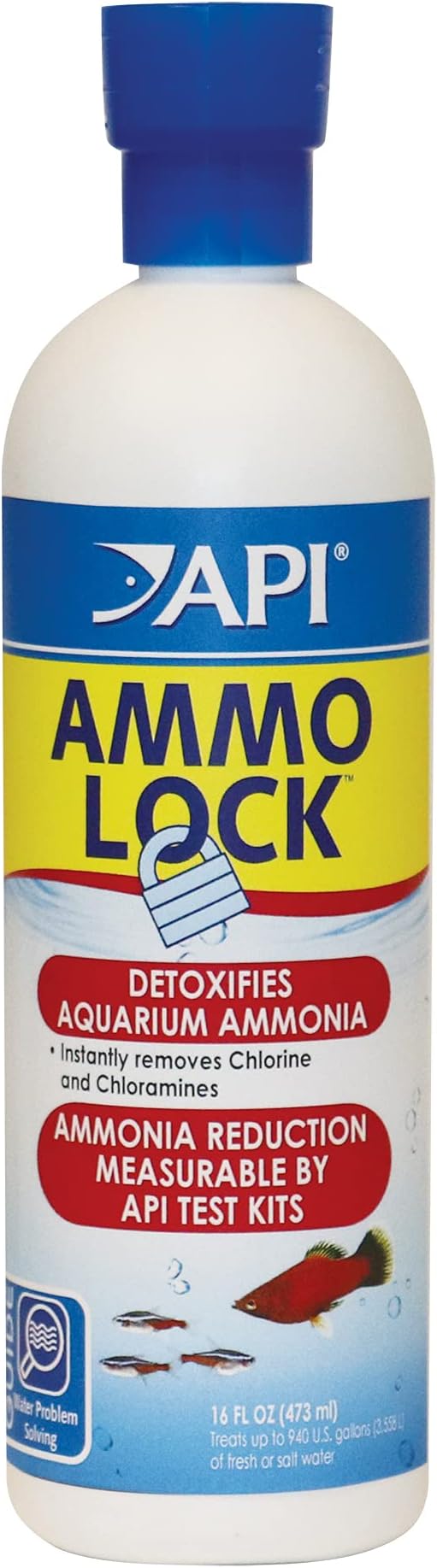 API AMMO-LOCK Freshwater and Saltwater Aquarium Ammonia Detoxifier 16-Ounce Bottle | For Freshwater and Saltwater