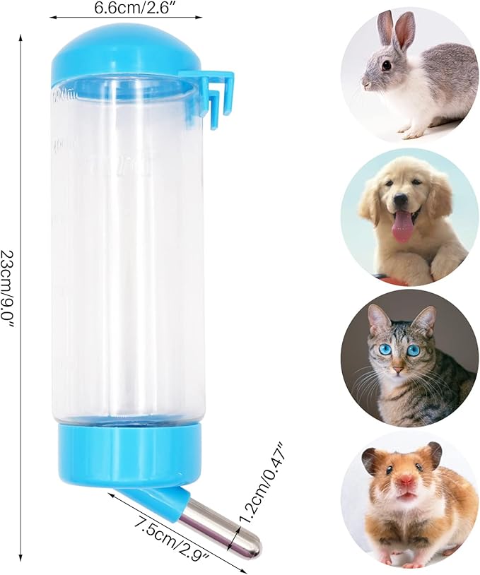 Small Animal Water Dispenser for Cage, 4PCS Rabbit Water Bottle No Drip, 500ml Guinea Pig Water Bowl No Drip for Rabbit, Chinchilla, Ferret, Guinea Pigs, Squirrel, Hedgehog, Ship by Random Color