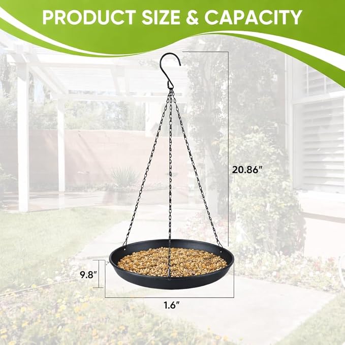 Hanging Bird Bath for Outdoors, 2-Pack Metal Bird Bath & Water Feeder with 2 Shallow Bowls (9.8” & 11.8”), Hummingbird Bath for Wild Birds, Garden, Patio and Yard Decor (9.8IN-1PACK)