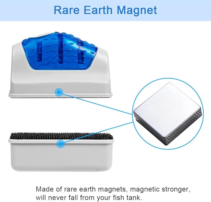 DaToo Aquarium Cleaner Fish Tank Glass Cleaner Algae Scraper Magnetic Scrubber Algae Clean Brush, 2 Pcs, 1 Yr Warranty