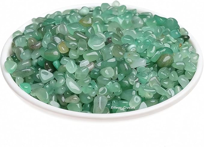 Erliway Green Aventurine Crystal Chips Bulk for Vase Filler, 0.5 lb 7-9 mm | Natural Crushed Crystal Stone for Spell Jar, Aquarium Gravel, Reiki Healing Meditation, Jewelry Making, Resin Art, Home Décor