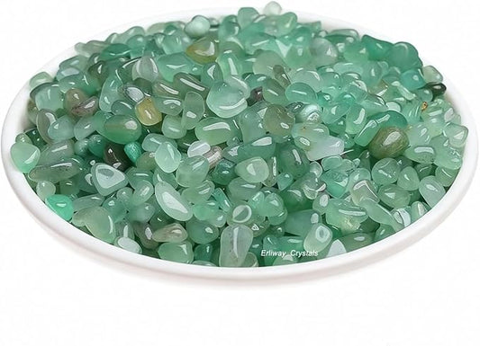 Erliway Green Aventurine Crystal Chips Bulk for Vase Filler, 0.5 lb 7-9 mm | Natural Crushed Crystal Stone for Spell Jar, Aquarium Gravel, Reiki Healing Meditation, Jewelry Making, Resin Art, Home Décor