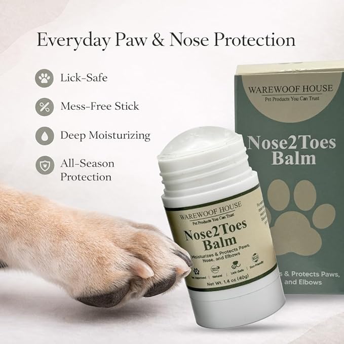 Dog Paw Balm Stick – Lick-Safe Moisturizer & Protector for Dry Cracked Paws, Nose & Elbows | Hot Pavement, Snow & Salt Shield | Beeswax, Coconut Oil & Oat Extract | 1.4 oz