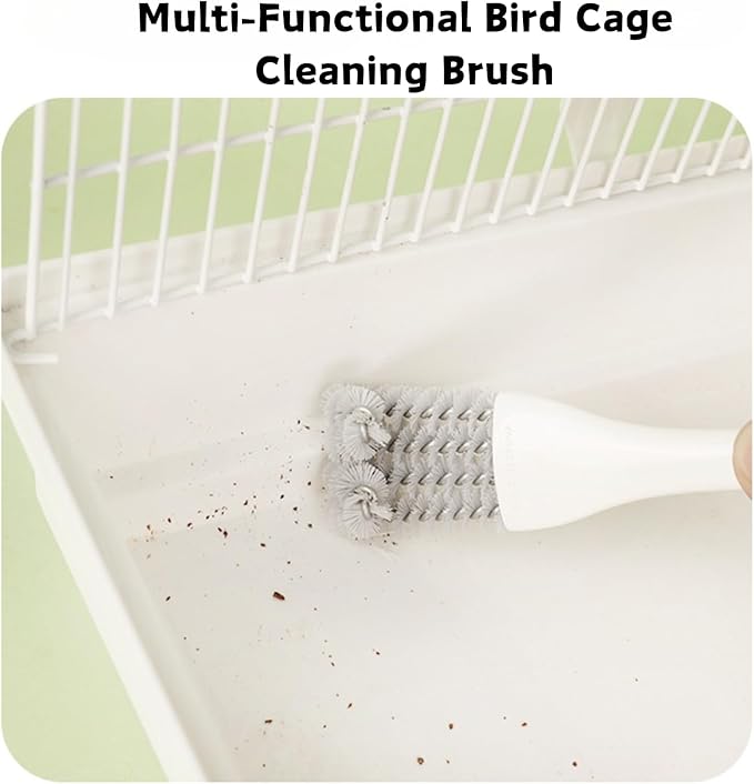 2 Pcs Bird Cage Brush with Scraper - Bird Cage Cleaner for Cleaning Kennels Perches Poop Remover Parrot Parakeet Pet Cage Accessories (2 Pcs)