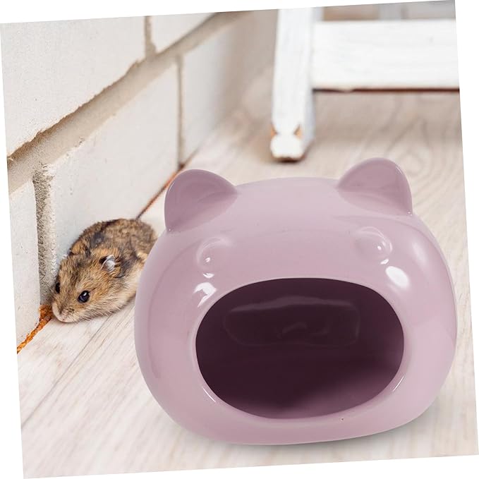 Ceramic Small Pet Hideout Cozy House Bed for Hamsters Gerbils Guinea Pigs Hedgehogs Small Animals Comfortable Shelter and Decorative Cage Accessory