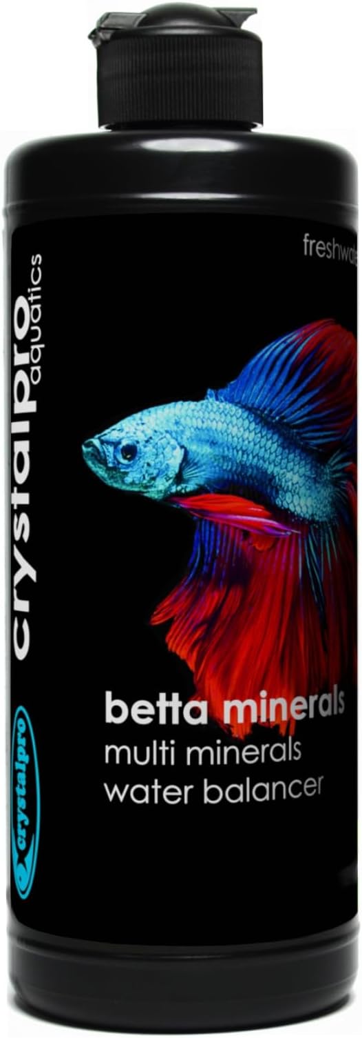 Crystalpro Betta Minerals for Betta Fish Health - Reduces Stress - Boosts Protective Coat - Aquarium Mineralizer (16.9 Oz (500ml)