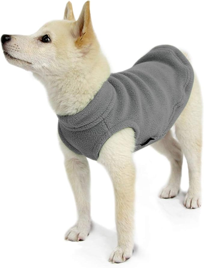Gooby - Stretch Fleece Vest, Pullover Fleece Vest Jacket Sweater for Dogs, Gray, Small