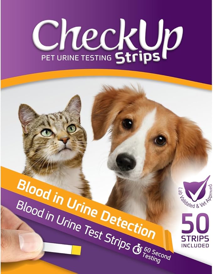 KIT4CAT CheckUp Blood in Urine Test Strips for Cats & Dogs | At-Home Hematuria Detection, Urinary Health Monitoring – 50 Reagent Strips