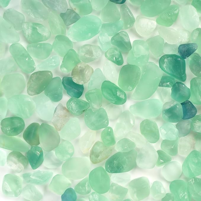 WAYBER Natural Crushed Green Fluorite Gemstone, Decorative Pebbles, 2 Lbs | Toxin-Free, Fade-Resistant, Ideal for Reiki Healing, DIY Crafts, Vase Filler, Aquarium & Bonsai Decoration