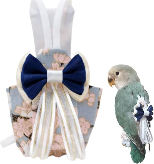Bird Diaper Cockatiel Clothes Flight Suite, Reusable Parrot Nappy with Waterproof Inner Layer, Cute Pigeon Pants Urine Wet Suit Costume for Conure Macaw (Grey,M)