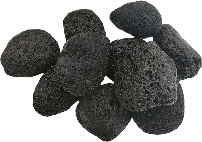 Tfwadmx 10 Pcs Aquarium Black Lava Rock Fish Tank Volcanic Pumice Stones for Fish Shrimp Betta(1.18''-1.96'')