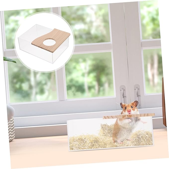 DECHOUS Hamster Cage Accessory Dust Bath Chinchilla Acrylic Bathing Tray Pet Toilet