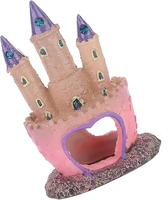 Fish Tank Decorations Small, Mermaid Fish Tank Decorations, Fish Castle for Aquarium, Pink Aquarium Resin Castle Decoration for Aquarium Fish Reptiles Tank