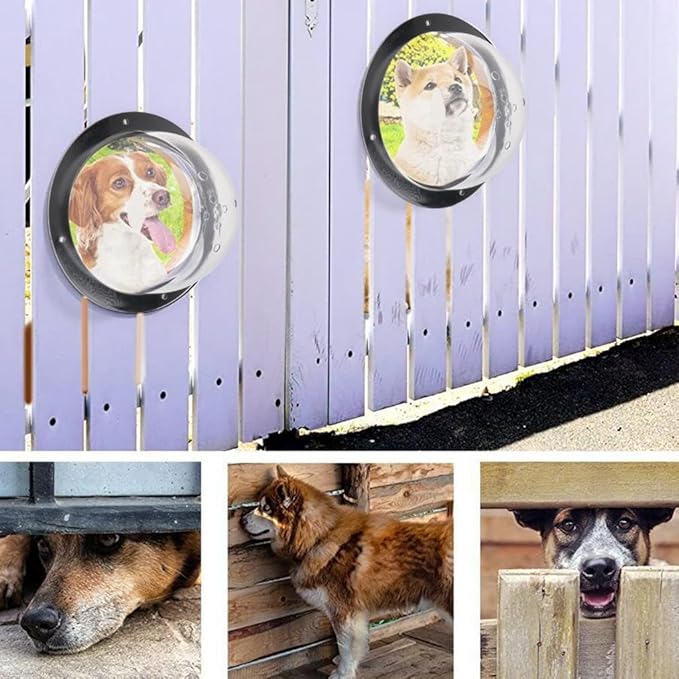 MagiDeal Dog Fence Window Clear Doggie Fence Window 12.4 inch Acrylic View Dome for Patio, Garden, Backyard, Satisfying Curious Pets, Cat House