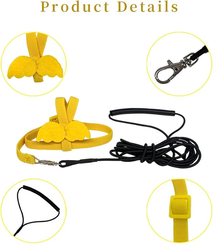 Adjustable Bird Harness Leash Parrot Flying Rope Straps Outdoor Training Traction Rope for Small Parrots, Random Color