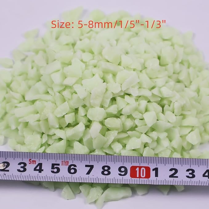 Glow in the Dark Gravel Stones,Aquarium Gravel,Aquarium Sand,Decorative Glow Gravel Rocks for Fairy Garden Fish Tank Succulents Pot Vase Filler Decor, 1 Pound (Yellow Green, 5-8mm)