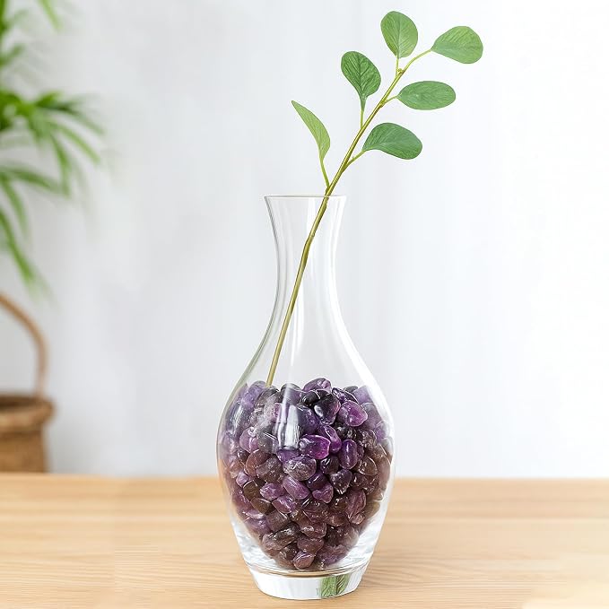 QYGL Polished Gem Stones Rocks – 0.9LB Natural Amethyst Crystal Chips Bulk | Tumbled Gemstones for Healing, Fish Tank Gravel, Vase Filler, DIY Crafts, Plant Pots & Home Decor