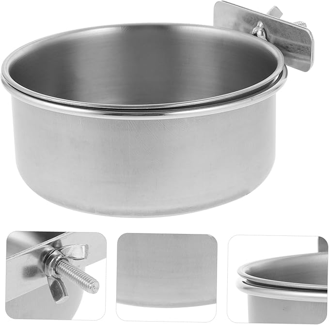 POPETPOP Stainless Steel Hanging Pet Bowl for Birds Cats Dogs Resistant Coop Cup Easy to Install Dishwasher for Cages and Crates