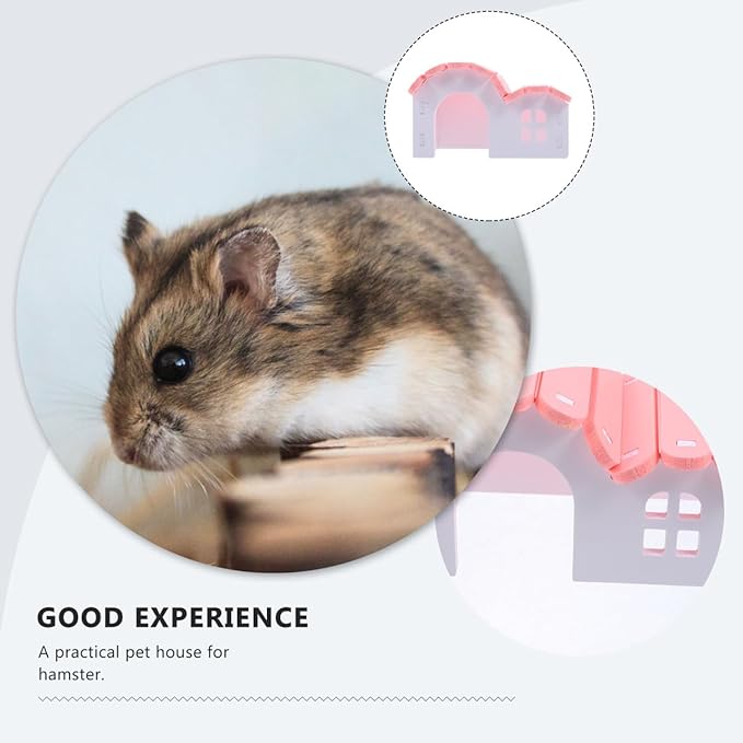 POPETPOP Hamster Nest Wooden Hideout Small Animal House 5.51 Inch Cozy Habitat for Hamsters Gerbils Chinchillas and Rabbits