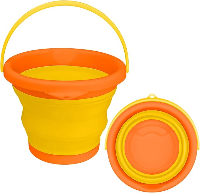 5L Collapsible Car Wash Bucket with Handle, Silicone Ice Bucket for Cleaning, Space Saving Foldable Basin Tub for Beach Sand Gardening Fishing Washing Household Use Storage RV Supplies