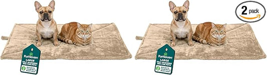Furhaven ThermaNAP Self-Warming Cat Bed for Indoor Cats & Large/Medium Dogs, Washable & Reflects Body Heat - Quilted Faux Fur Reflective Bed Mat - Cream, Large (Pack of 2)