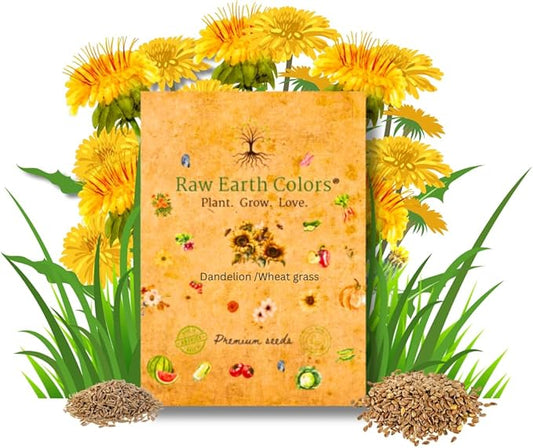 Premium Dandelion Seeds for Planting and Wheatgrass for Growing Cat Grass for Indoor cat, Kit Mix for Bearded Dragons, Tortoises, Guinea Pig Treats, Gerbil, Hamster and Chinchilla Food