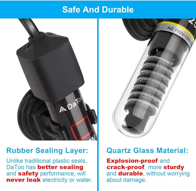 DaToo Mini Aquarium Heater 25W Small Fish Tank Heater 25 Watt with Free Thermometer Sticker