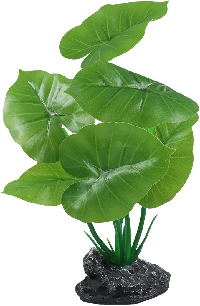 Aquarium Plants Fish Tank Decorations 6.69 Inch Artificial Plastic Plants with Weighted Base, Soft Silk Leaves Realistic Design for Betta Fish Reptile Tank Habitat Decor (Green Type-A)