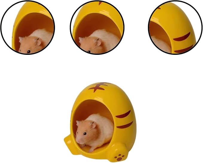 Ceramic Pet Nest for Small Animals - Hamster Ceramic House with Smooth Interior, Enclosed Hideout for Comfortable Shelter and Ventilation