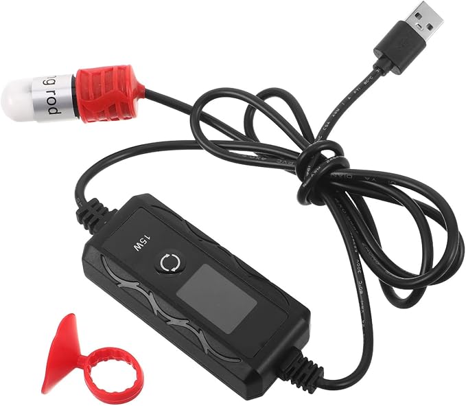 Mini Fish Tank Heater for Betta and Turtles Adjustable Aquarium Heater with Dual Temperature Display and Real-time Tracking Suitable for Small Tanks to 4l