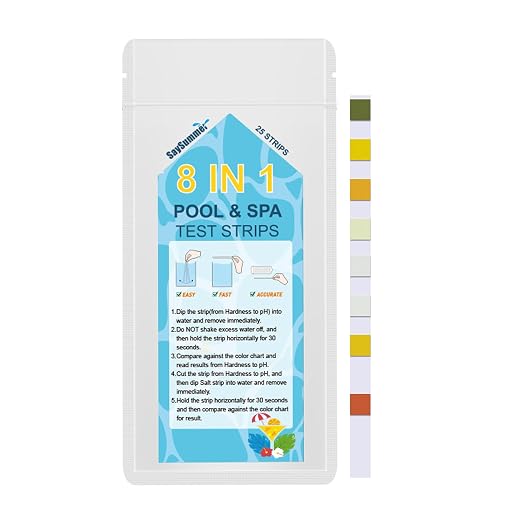 Salt-Water Pool Test Strips Kit: 25 Counts 8-in-1 for Salt Water Pool Testing Kit, Salt Pool Test Strips for Hot Tub Spa Testing Salt Chlorine pH and More