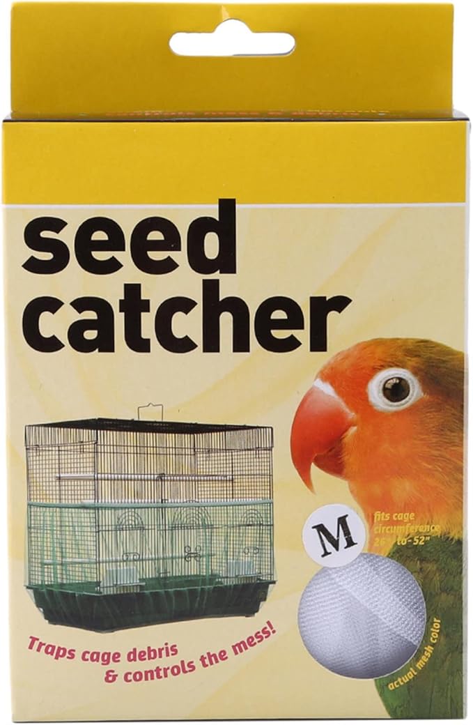Sperrins Adjustable Bird Cage Cover,Seed Catcher Bird Cage Tidy Bird Cage Mesh Net Cover Skirt Guard for Parrot Parakeet Round Square Cages