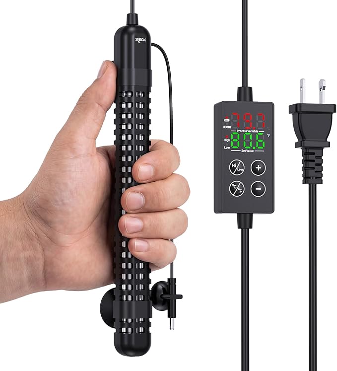 SEAOURA Small Aquarium Heater, 150W Fish Tank Heaters for 15-30 Gallon, Submersible Turtle Heater with LED Controller, Safety Protection & Auto Power-Off, Saltwater Freshwater