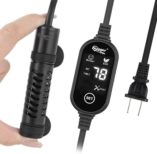 hygger Ceramic Submersible Aquarium Heater, New Explosion-Proof Fish Tank Water Heater with External Temp Controller Auto Thermostat Heater for Saltwater Freshwater (15W for 1~5 Gallon)