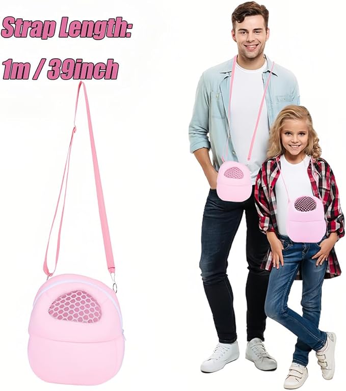 Hamster Carrier Bag, Small Animal Carrier Pouch Hamster Outdoor Hangbag Breathable Outgoing Travel Carrying Sling Case with Adjustable Straps