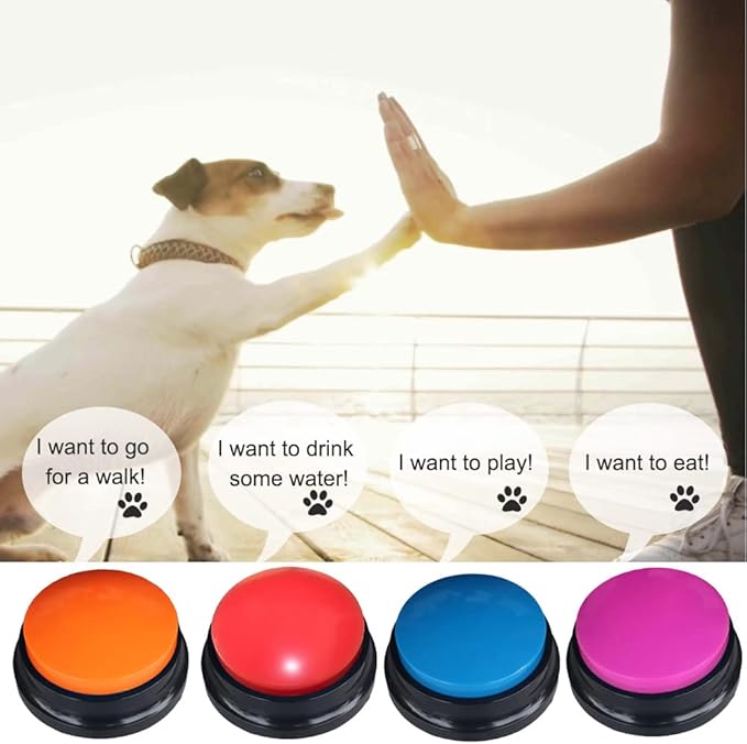 8 Color Voice Recording Button, Dog Buttons for Communication Pet Training Buzzer, 30 Second Record & Playback, Funny Gift for Study Office Home - 8 Color Packs